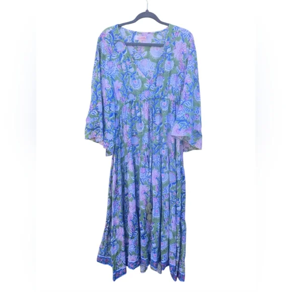 Floral Blue Maxi Dress - Picture 2 of 4